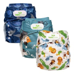 BABY MOON - Ecopañal Babymoon Con Absorbente Intercambiable Estampado Ballena, Gatos, Zoo X 3 Und.