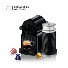 NESPRESSO - Cafetera con Cápsulas Inissia Negra con Espumador de Leche