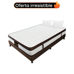 DORMILANDIA - Colchón con Base Cama Doble Firmeza Media Ortopédico Resortado con Pillow Dublín 140 x 190 cm + 2 Almohadas