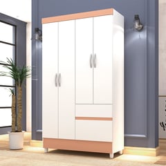 MUEBLES 2020 - Clóset 4 Puertas 2 Cajones Bonic Blanco Salmón Flex