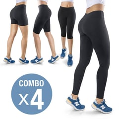 THIN & HAPPY - Combo cuatro licras leggins capri torero licra