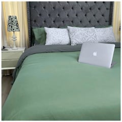 KARYTEX - Funda Duvet Unicolor Doble Faz Cama Doble Verde-Gris