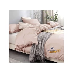 KARYTEX - Funda Duvet Liso Cama Doble Color Rosa - Borlas Rosas