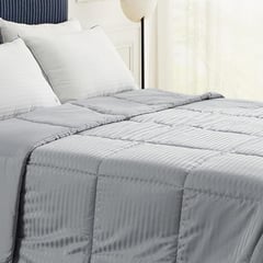 KARYTEX - Plumón Acolchado Sateen Rayas Cama Doble Color Gris