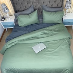 KARYTEX - Funda Duvet para Plumón Sencillo Verde - Gris Polialgodón -