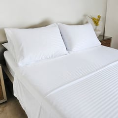 HOGARETO - Juego de Sábanas Cama Sencilla 100x190cm Blanca 3001