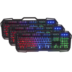 GAMER TECH - Teclado gamer gt400t metálico negro con luces led