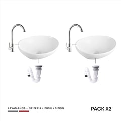 TAUMM - Pack x 2 combos lavamanos + griferia agua fria inox