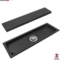 JAPI - Rejilla rectangular piso invisible 30cmx10cm negra