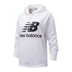 NEW BALANCE - Hoodie Essentials Para Mujer-Blanco/Negro