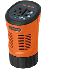 TRUPER - Inversor De Corriente Tipo Vaso De 120 W Con 1 Toma Y 2 Usb