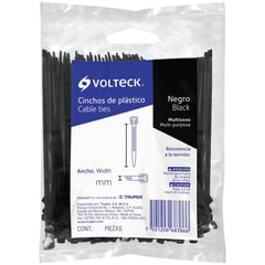 VOLTECK - 50 Amarres Plásticos De 25 Cm, Tensión 40 Lb, Color Negro