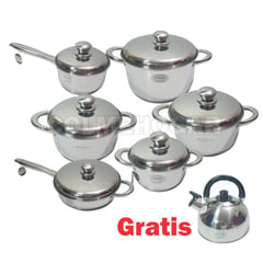 SWISSHOME DR HOFFMAN - Juego De Ollas Acero Quirúrgico Bateria De Cocina Swisshome 13 Pcs