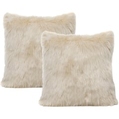 BANZAY - Kit x 2 fundas cojines peluche largo crema