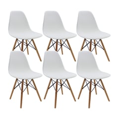 BOXBIT - Kit x6 Sillas DKR Tipo Eames Blancas