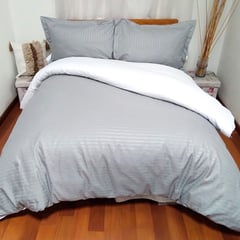 WONDER HOME - Funda de plumón Duvet cama Queen Gris rayas 1.60 x 1.90