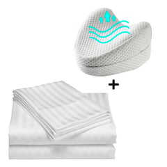 GENERICO - Juego Sabanas Cama QUEEN Blanco mas Almohada Piernas Ortopedica