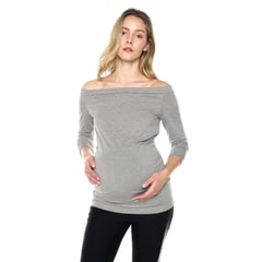 MOMS CLOSET - Blusa Maternidad Strapless Gris Jaspe Mom´s Closet.-