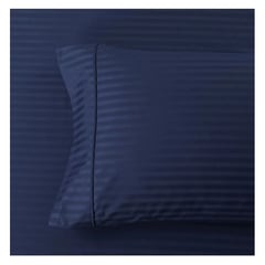 GENERICO - Par de fundas de almohada 50x72cm sateen stripe azul oscuro