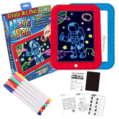 MAGIC BLOCK - Tablero Mágico De Dibujo Magic Pad 8 Luces 6 Marcadores Neon