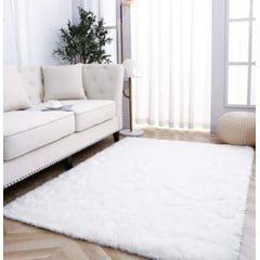 FEEL GREEN - Tapete Alfombra Peluda Blanca Tapete Peluche Grande 230×150 Cm