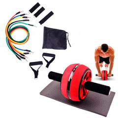 VARIOUS - Kit set rueda abdominal ab wheel bandas tubulares 11pcs