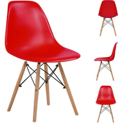 STAY ELIT - Set de 4 sillas tipo eames minimalistas rojo hogar oficina