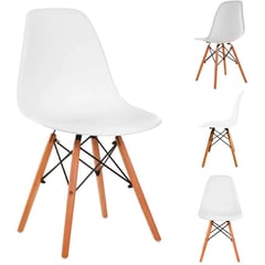 STAY ELIT - Set de 4 sillas tipo eames minimalistas blanco hogar oficina