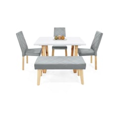 VENECIA - Set de Comedor Andara Liverpool 4P con Butaco en Tela Plata