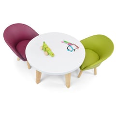 VENECIA - Comedor Infantil Praga con Sillas en Cuero Sintético Morado - Verde