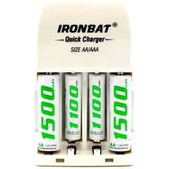 IRONBAT - Cargador de pilas doble ironbat aaa y aa + 4 baterías