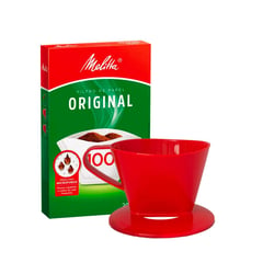 MELITTA - Portafiltro Rojo (Tamaño #100) con 30 filtros