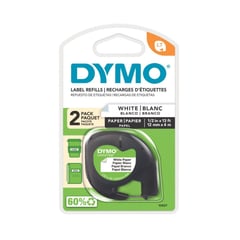 DYMO - Cinta Letratag papel 12mm x 4m texto negro fondo blanco