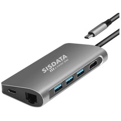 SISDATA - Adaptador usb-c a rj45 hdmi 8 en 1 mac ipad android windows