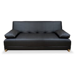 MUEBLES ONLINE - Sofa cama 3 posiciones Sabath tipo cuero negro