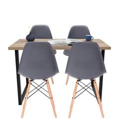 EKONOMODO COLOMBIA - Mesa comedor industry 4 puestos + sillas eames gris