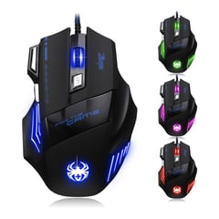 ZELOTES - Mouse Gaming Programable 7200 DPI USB Gamer 7 Botones T-80