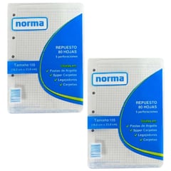EDITORIAL NORMA - Hojas repuesto Folder Norma 16 X 23 Cm Cuadriculado x2 Uds