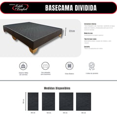 ESTILO Y CONFORT - Basecama 120x190 dividida tela gris pata madera.