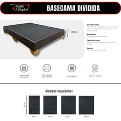 ESTILO Y CONFORT - Basecama 140x190 dividida tela gris pata madera.