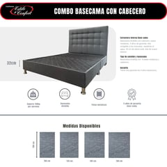 ESTILO Y CONFORT - Basecama y Cabecero Deco 100x190 gris