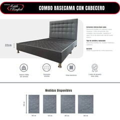 ESTILO Y CONFORT - Basecama y Cabecero 160x190 Gris