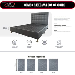 ESTILO Y CONFORT - Basecama y cabecero 140x190 gris