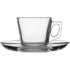 PASABAHCE - Set de 12 tazas con plato vidrio cafe expresso vela 80 cc 2 3/4 oz