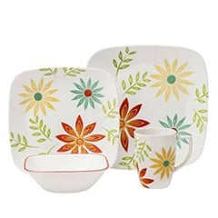 CORELLE - Vajilla square 16pc 4 puestos happy days cuadrada