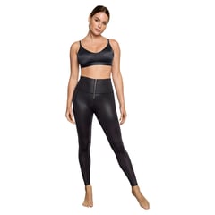 LEONISA - Leggings con control de abdomen y acabado efecto cuero