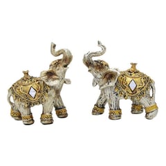 DAYOSHOP - Elefante Plateado Vintage Duo Dorado Decoración