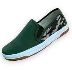 XIAN SHOES - Oxford mocasin militar verde MASCULINO