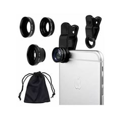 GENERAL - Kit lentes celular 3 en 1 ojo de pez macro gran angular wide selfie