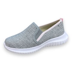 XIAN SHOES - Ultraliviano gris sesgo rosado MUJER